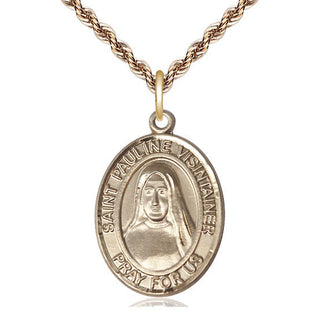 14kt Gold Saint Pauline Visintainer Medal Engraved Catholic Saint Jewelry