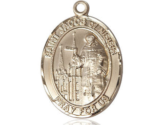 14kt Gold Filled Saint Jacob of Nisibis Medal Engraved Catholic Saint Jewelry