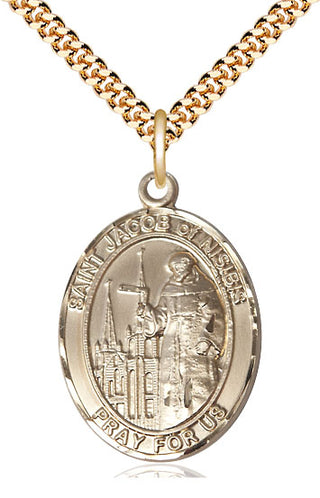 14kt Gold Filled Saint Jacob of Nisibis Medal Catholic Jewelry Engraved Catholic Saint Jewelry