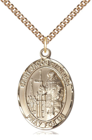 14kt Gold Saint Jacob of Nisibis Medal Engraved Catholic Saint Jewelry