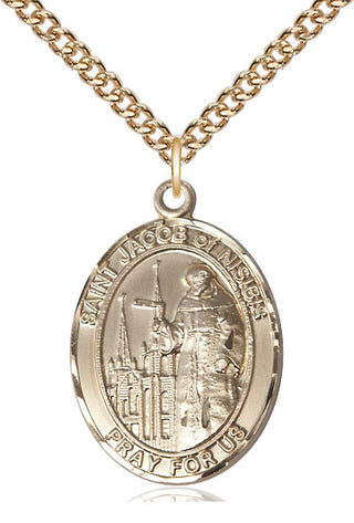 14kt Gold Saint Jacob of Nisibis Medal Engraved Catholic Saint Jewelry