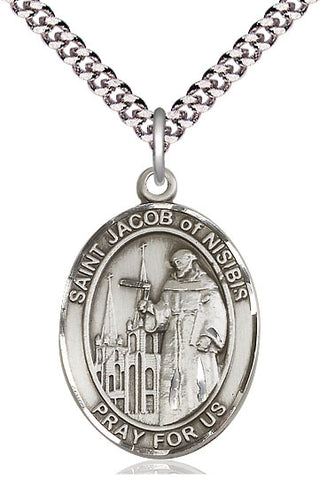 Pewter Saint Jacob of Nisibis Medal Catholic Jewelry Engraved Catholic Saint Jewelry