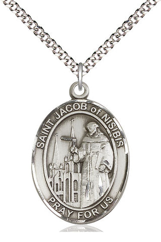 Pewter Saint Jacob of Nisibis Medal Catholic Jewelry Engraved Catholic Saint Jewelry