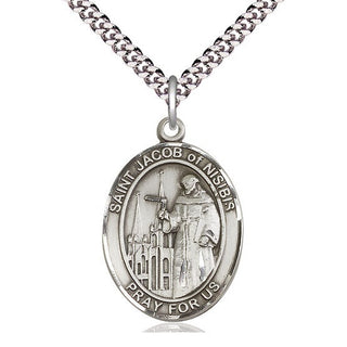 Sterling Silver Saint Jacob of Nisibis Medal Catholic Jewelry Engraved Catholic Saint Jewelry