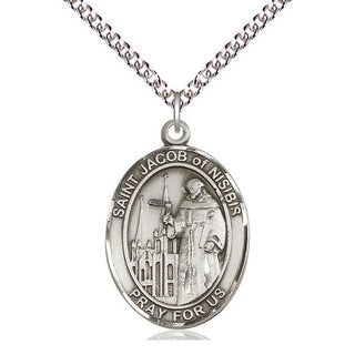 Sterling Silver Saint Jacob of Nisibis Medal Catholic Jewelry Engraved Catholic Saint Jewelry