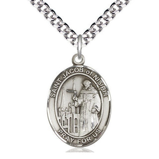 Sterling Silver Saint Jacob of Nisibis Medal Catholic Jewelry Engraved Catholic Saint Jewelry