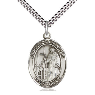 Sterling Silver Saint Jacob of Nisibis Medal Catholic Jewelry Engraved Catholic Saint Jewelry