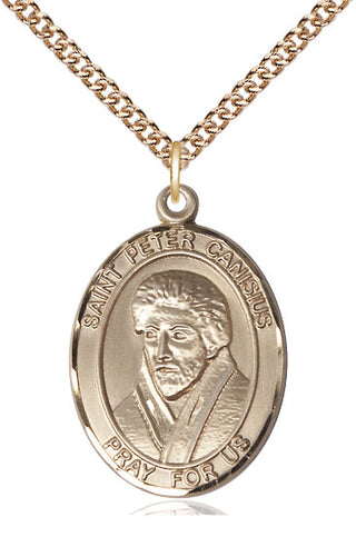 14kt Gold Filled Saint Peter Canisius Medal Catholic Jewelry Engraved Catholic Saint Jewelry