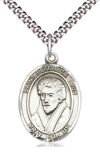 Sterling Silver Saint Peter Canisius Medal Catholic Jewelry Engraved Catholic Saint Jewelry