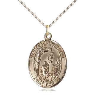14kt Gold Filled Paul the Hermit Medal Catholic Jewelry Engraved Catholic Saint Jewelry