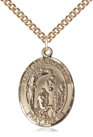 14kt Gold Filled Paul the Hermit Medal Catholic Jewelry Engraved Catholic Saint Jewelry