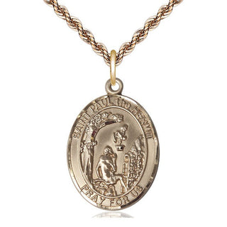 14kt Gold Filled Paul the Hermit Medal Catholic Jewelry Engraved Catholic Saint Jewelry
