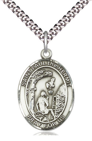 Pewter Paul the Hermit Medal Catholic Jewelry Engraved Catholic Saint Jewelry