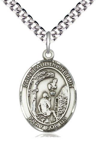 Pewter Paul the Hermit Medal Catholic Jewelry Engraved Catholic Saint Jewelry