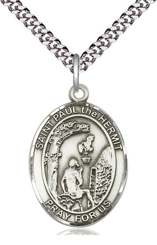 Pewter Paul the Hermit Medal Catholic Jewelry Engraved Catholic Saint Jewelry