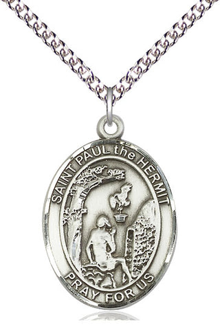 Sterling Silver Paul the Hermit Medal Catholic Jewelry Engraved Catholic Saint Jewelry