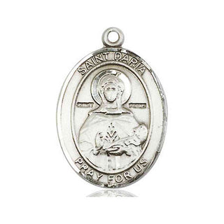 Pewter Saint Daria Medal Engraved Catholic Saint Jewelry