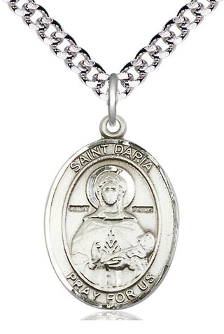Sterling Silver Saint Daria Medal Catholic Jewelry Engraved Catholic Saint Jewelry