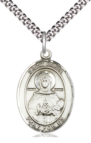 Sterling Silver Saint Daria Medal Catholic Jewelry Engraved Catholic Saint Jewelry