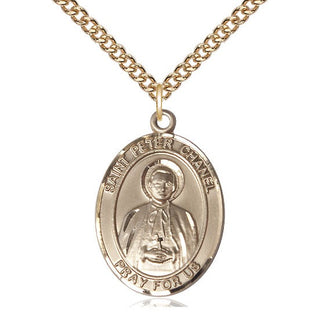 14kt Gold Saint Peter Chanel Medal Engraved Catholic Saint Jewelry
