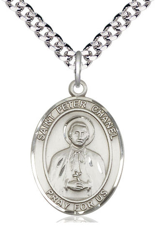 Pewter Saint Peter Chanel Medal Catholic Jewelry Engraved Catholic Saint Jewelry