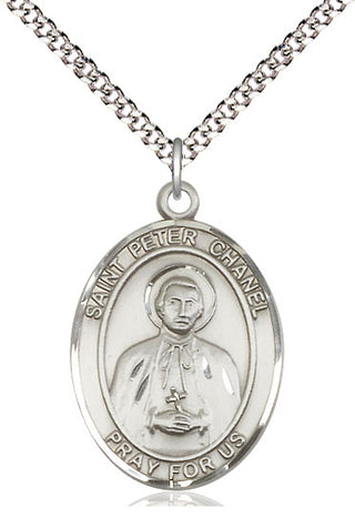 Pewter Saint Peter Chanel Medal Catholic Jewelry Engraved Catholic Saint Jewelry
