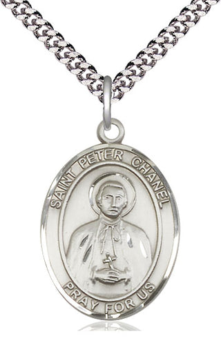 Pewter Saint Peter Chanel Medal Catholic Jewelry Engraved Catholic Saint Jewelry