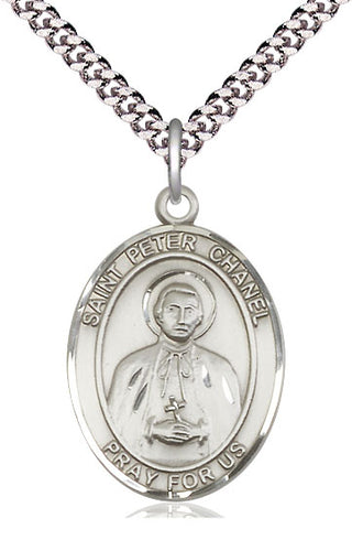 Sterling Silver Saint Peter Chanel Medal Catholic Jewelry Engraved Catholic Saint Jewelry