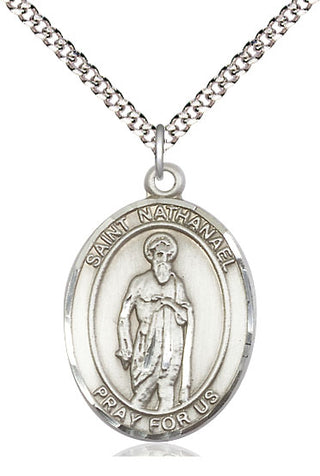 Pewter Saint Nathanael Medal Catholic Jewelry Engraved Catholic Saint Jewelry