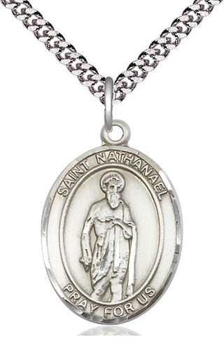 Pewter Saint Nathanael Medal Catholic Jewelry Engraved Catholic Saint Jewelry
