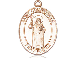 14kt Gold Filled Saint Columbkille Medal Engraved Catholic Saint Jewelry