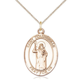 14kt Gold Filled Saint Columbkille Medal Catholic Jewelry Engraved Catholic Saint Jewelry