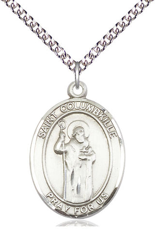 Sterling Silver Saint Columbkille Medal Catholic Jewelry Engraved Catholic Saint Jewelry