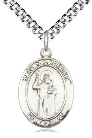 Sterling Silver Saint Columbkille Medal Catholic Jewelry Engraved Catholic Saint Jewelry