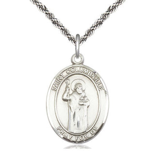 Sterling Silver Saint Columbkille Medal Catholic Jewelry Engraved Catholic Saint Jewelry