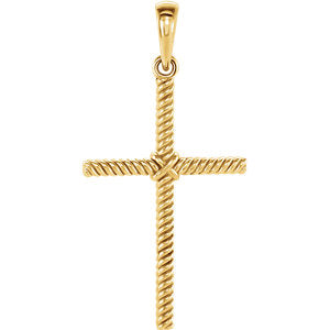 14K Gold 25.4x16.2 MM Rope Cross Pendant