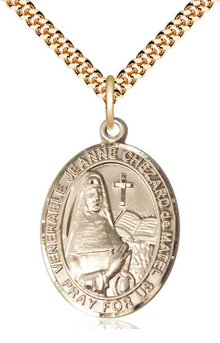 14kt Gold Filled Jeanne Chezard de Matel Medal Catholic Jewelry Engraved Catholic Saint Jewelry
