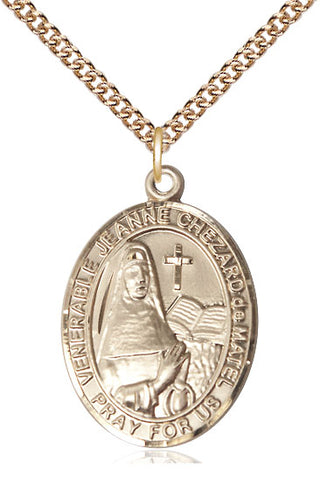 14kt Gold Filled Jeanne Chezard de Matel Medal Catholic Jewelry Engraved Catholic Saint Jewelry
