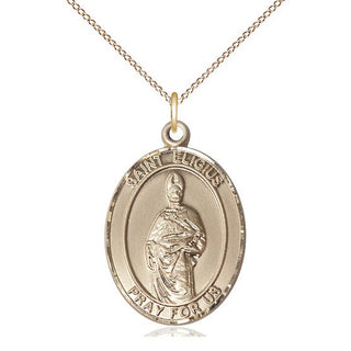 14kt Gold Saint Eligius Medal Engraved Catholic Saint Jewelry