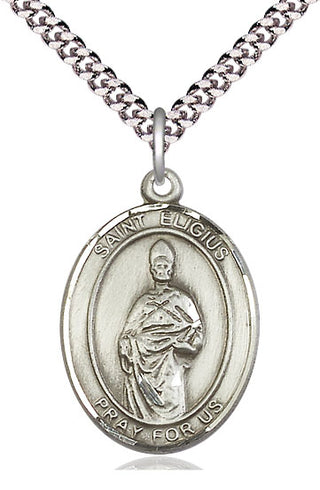 Pewter Saint Eligius Medal Catholic Jewelry Engraved Catholic Saint Jewelry