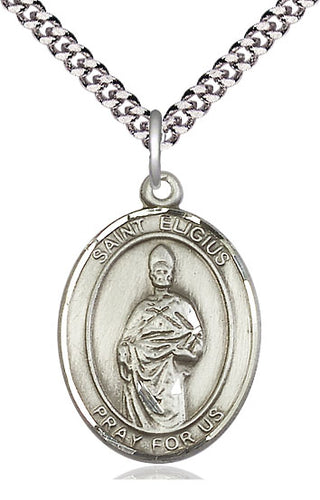 Pewter Saint Eligius Medal Catholic Jewelry Engraved Catholic Saint Jewelry