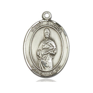 Sterling Silver Saint Eligius Medal Catholic Jewelry Engraved Catholic Saint Jewelry