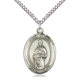 Sterling Silver Saint Eligius Medal Catholic Jewelry Engraved Catholic Saint Jewelry