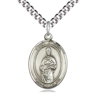 Sterling Silver Saint Eligius Medal Catholic Jewelry Engraved Catholic Saint Jewelry