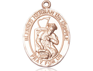 14kt Gold Filled Blessed Herman the Cripple Medal Engraved Catholic Saint Jewelry
