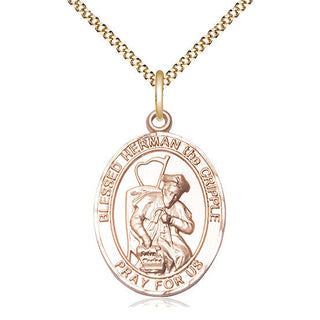 14kt Gold Filled Blessed Herman the Cripple Medal Catholic Jewelry Engraved Catholic Saint Jewelry
