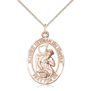 14kt Gold Filled Blessed Herman the Cripple Medal Catholic Jewelry Engraved Catholic Saint Jewelry