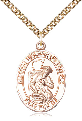 14kt Gold Filled Blessed Herman the Cripple Medal Catholic Jewelry Engraved Catholic Saint Jewelry