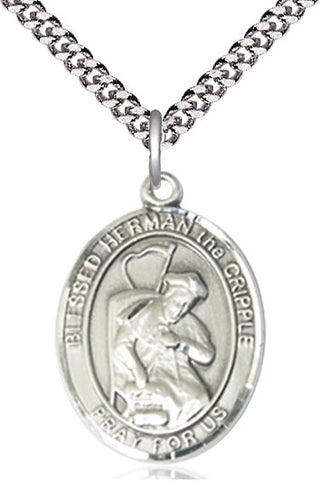 Pewter Blessed Herman the Cripple Medal Catholic Jewelry Engraved Catholic Saint Jewelry