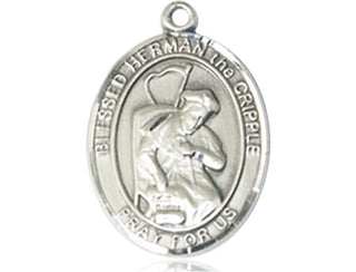 Sterling Silver Blessed Herman the Cripple Medal Engraved Catholic Saint Jewelry